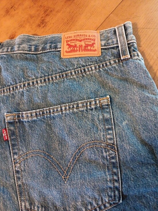 Levis Shorts High Waisted Mom Jean Womens Plus 22W Blue Medium Wash 100% Cotton - Picture 2 of 8